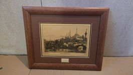 Adeka Stich, Istanbul-Motiv, gerahmtes Bild 17cmx25cm