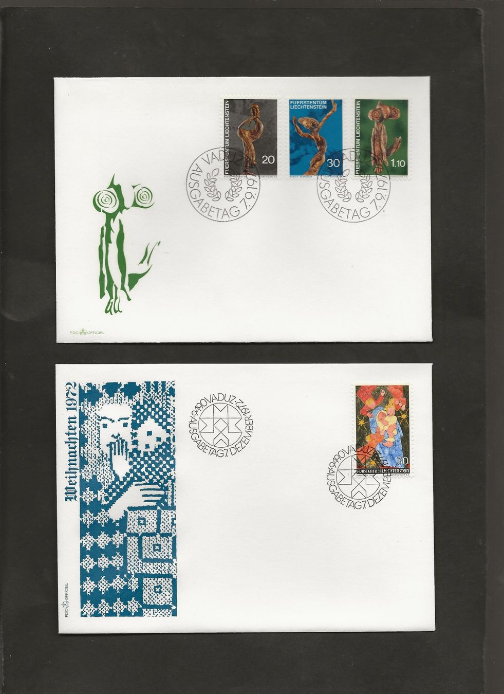 Tutti i francobolli: 16 FDC Liechtenstein 1972 bis 1974 – Usato da Au ZH venduto da xelagreb01 2