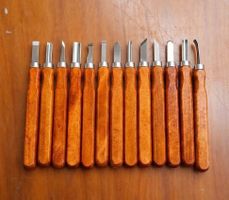 Holzschnitzwerkzeuge Eichenholzgriff Outils sculpture 12 STK