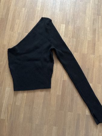 Schwarzes Langarmshirt Asymmetrisch ein Schulter Gröss XS
