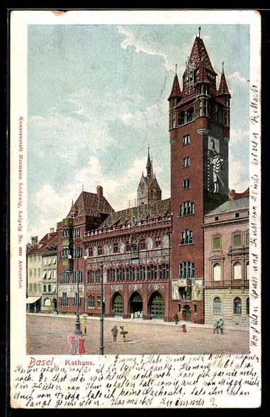 Cartes postales: AK Basel, Straße am Rathaus – D'occasion à Berlin par bartko-reher