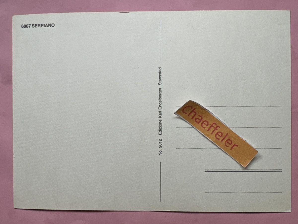 Cartoline postali: 6867 Serpiano – Usato da Zürich venduto da Chaeffeler 1