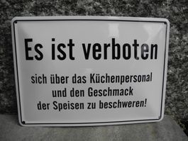 HINWEISSCHILD FÜR DIE KÜCHE