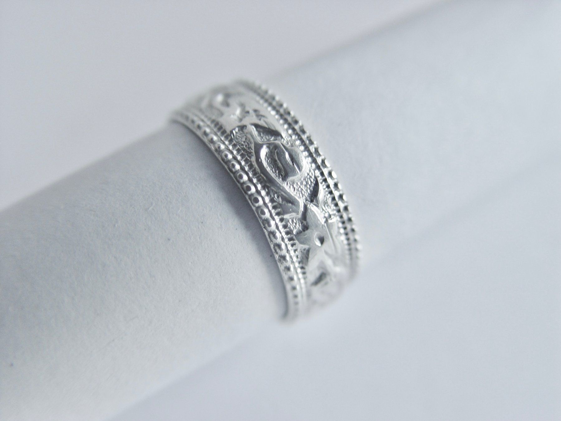 Bagues: Vintage Silberring mit Blumen-Muster, Silber 925 – D'occasion à Henggart par gernli 2