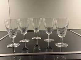 5 Stengelgläser, farblos, Linien, Rosenthal, 60er Jahre