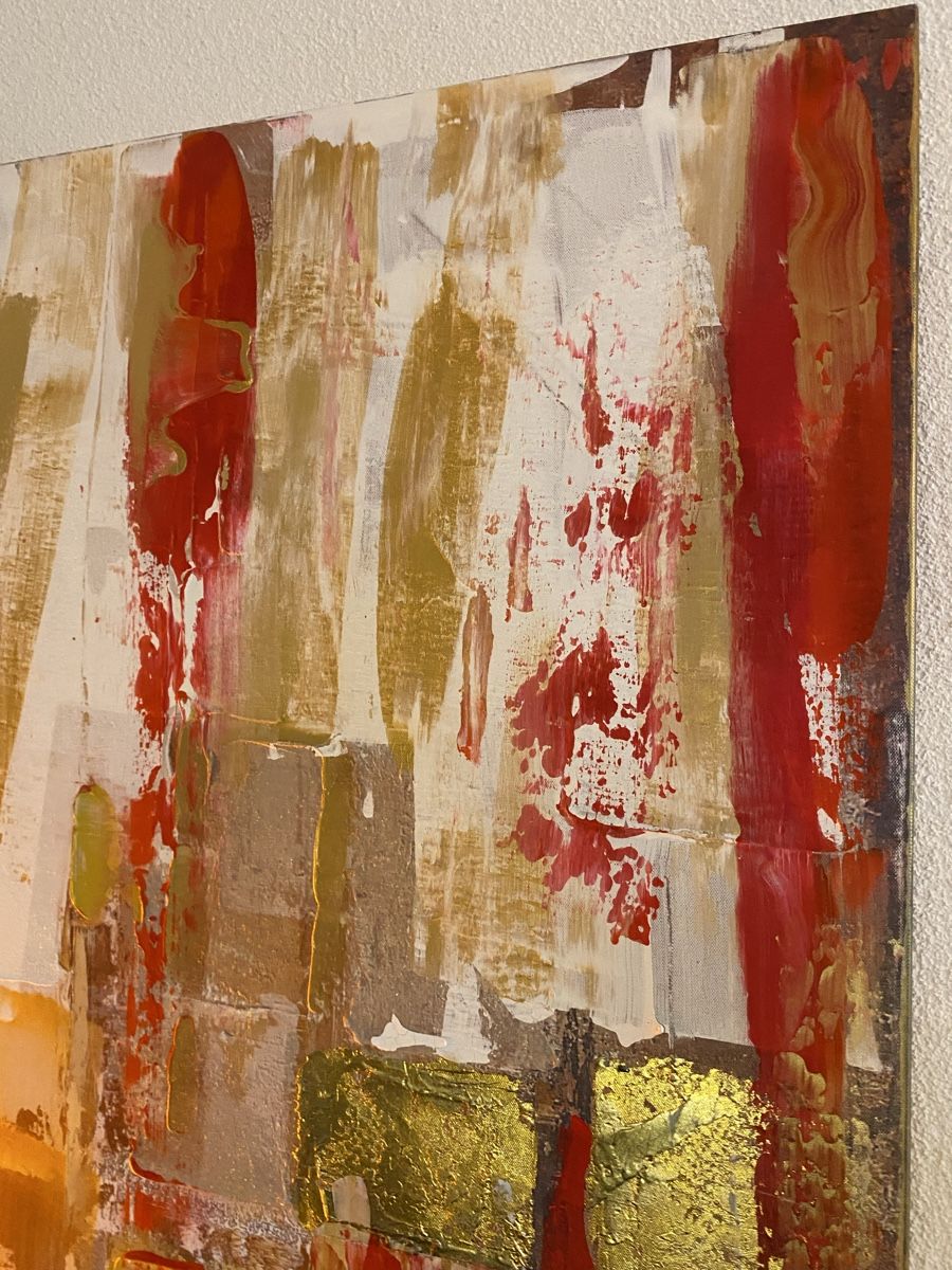 Dipinti: Abstraktes Acrylbild, Gold, Rot, Unikat – Usato da Weinfelden venduto da MariaTG 2