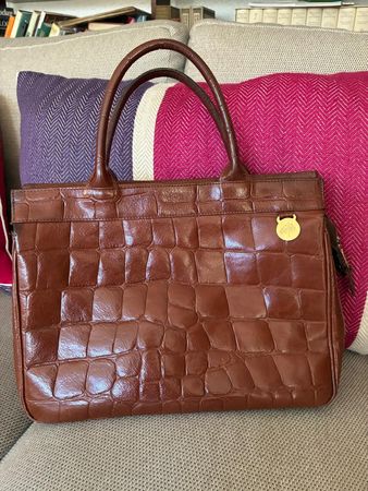 Braune Mulberry Handtasche mit Kroko-Optik, Top Zustand!