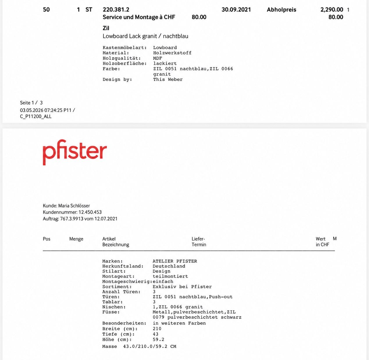 Pfister Mobili TV: ATELIER PFISTER ZIL Lowboard 210 cm – Usato da Dübendorf venduto da MariaS. 9