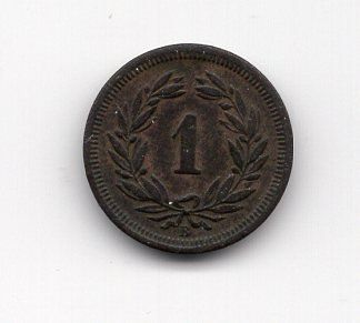 Alle Münzen: (2125) CH, 1 Rappen 1866, vz – Gebraucht aus Rüthi (Rheintal) von erdnuessli1