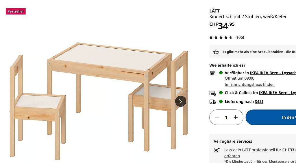 Tavoli: Kindertisch LÄTT Ikea mit 2 Stühlen – Usato da Lyssach venduto da twaddle28 2