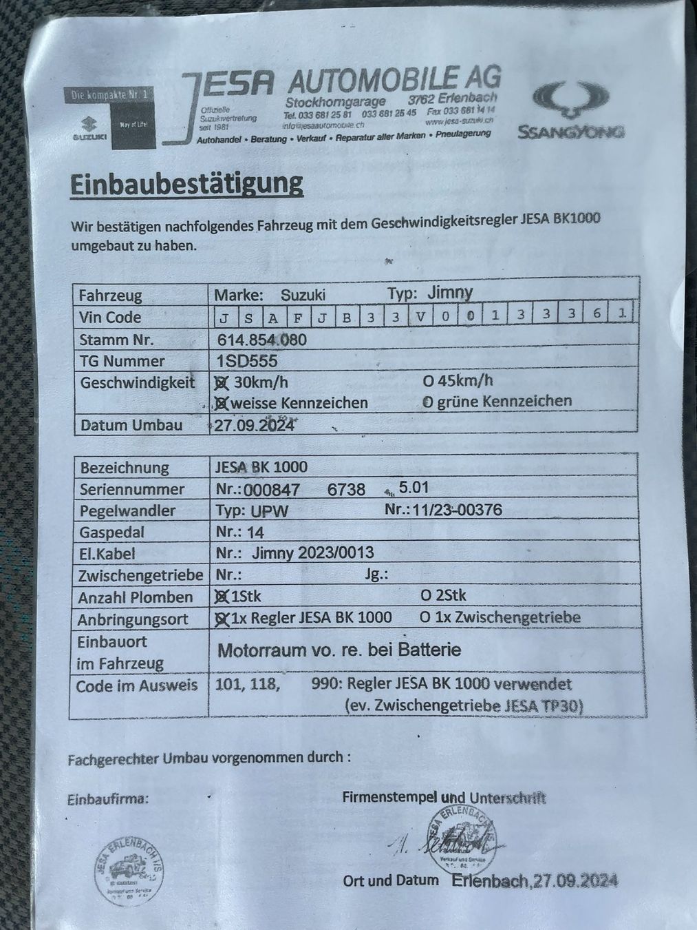 Suzuki Autos: Suzuki Jimny 30km/h – Gebraucht aus Schübelbach von Stift5 9