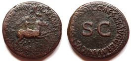 NERO & Drusus Caesar AE Dupondius