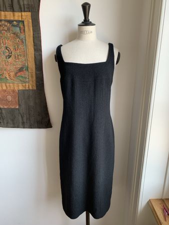RENA LANGE: Neues elegantes schwarzes Kleid mit Trägern, 38