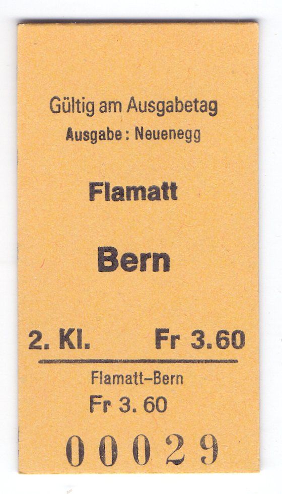 Biglietti: Billette Flamatt - Bern – Usato da Langenthal venduto da Sammlungs_aus