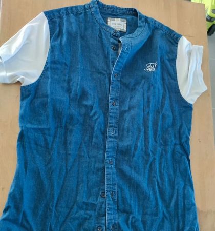 Chemise homme SIKSIKL bleu blanc manches courtes taille