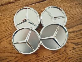 4 Nabenkappen Mercedes Benz silber neu im Set, Durchm. 75mm