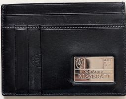 Maserati Card Holder Black Leather Used