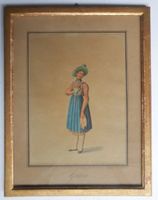 Junge Frau in Bündnertracht. Kol. Aquatinta von 1820.