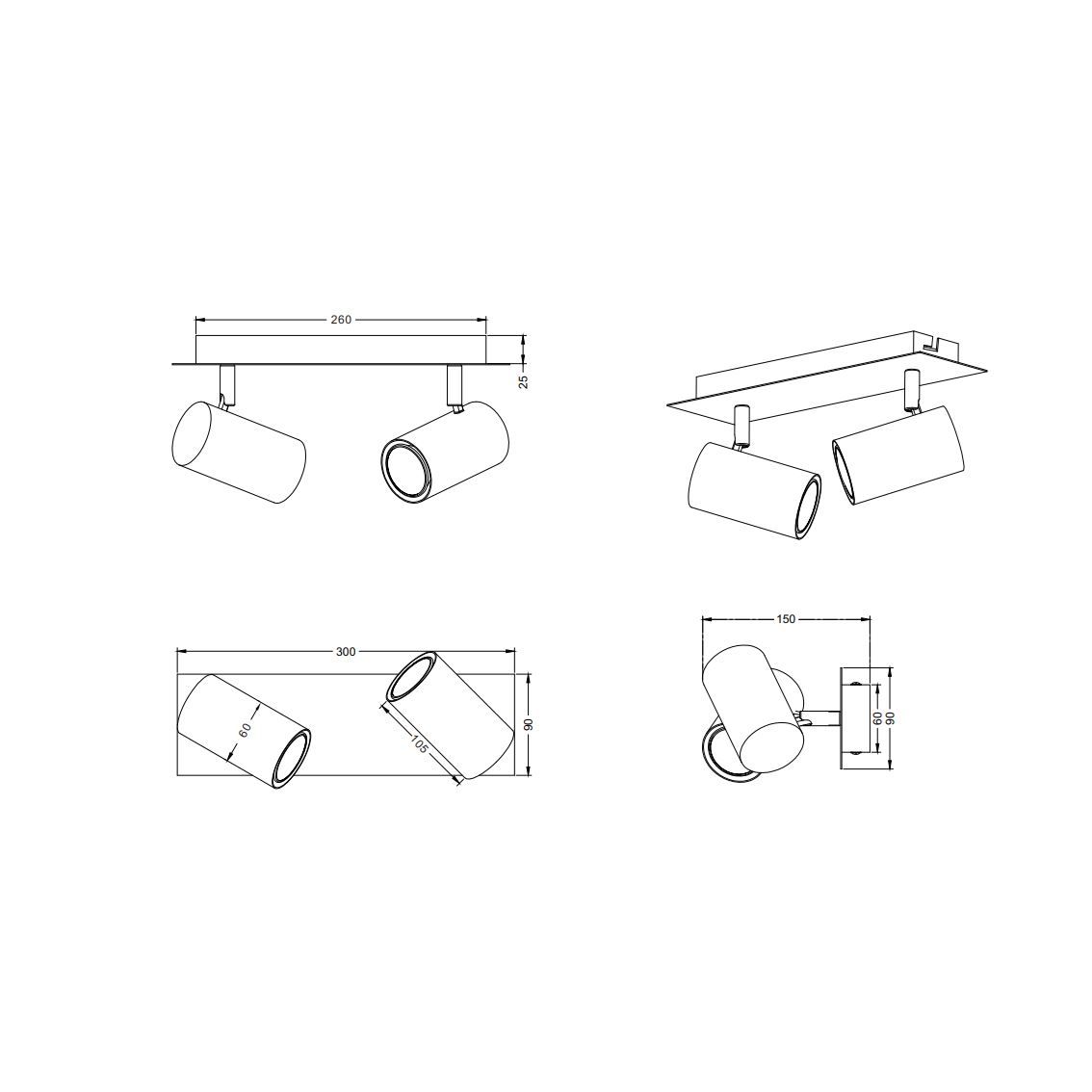 Lampade: Deckenleuchte, 2er Spot, 30 cm x 9 cm – Nuovo (secondo la descrizione) da Kreuzlingen venduto da Smart-Light 4
