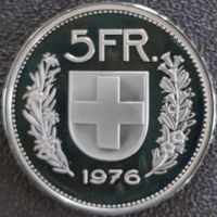 5 Franken 1976 pp / aus Münzsatz / in einer Münzkapsel