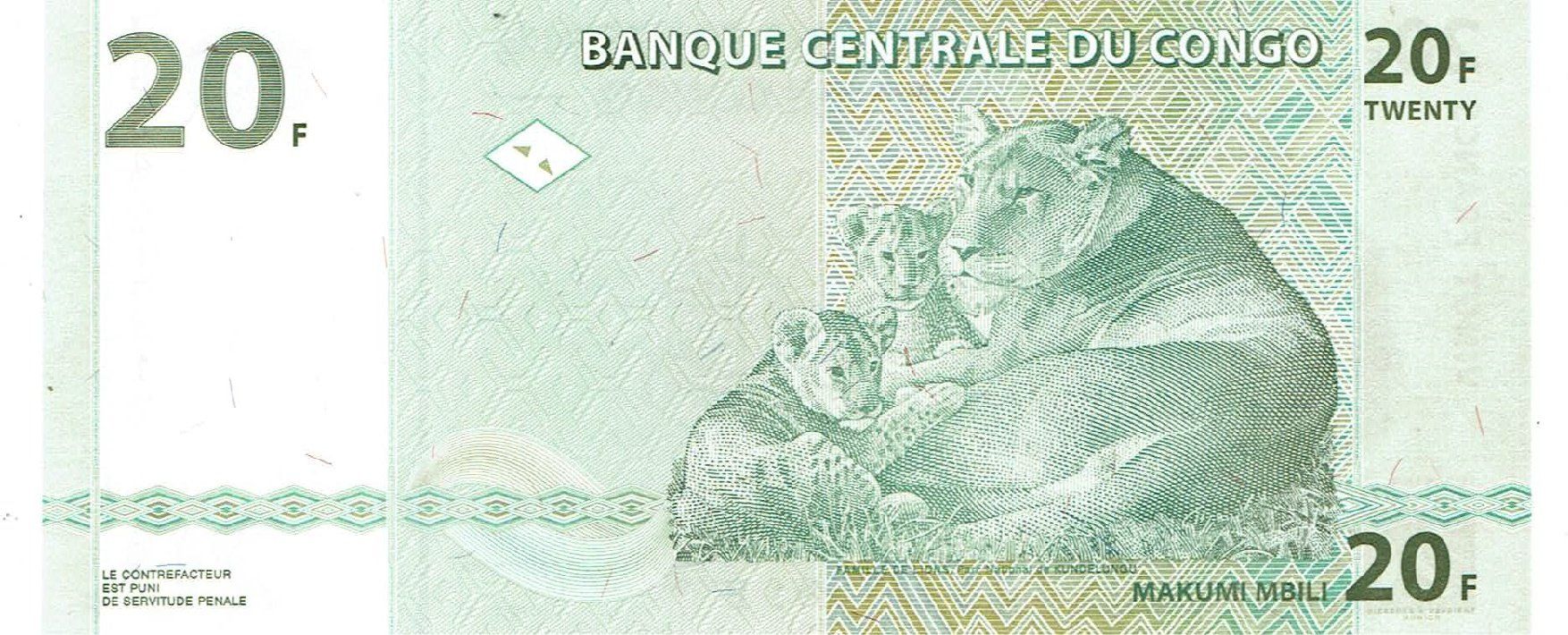 Banconote: Congo 20 Francs 2003 P-94 UNZ – Nuovo (secondo la descrizione) da Steffisburg venduto da ber_8htf 1