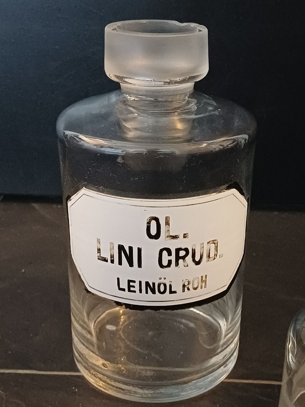 Accessori da laboratorio: Alte Apothekerflasche, Leinöl roh – Usato da Niederuzwil venduto da wolkenlos80 5