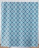 Blau-Weißer mediterran inspirierter Duschvorhang