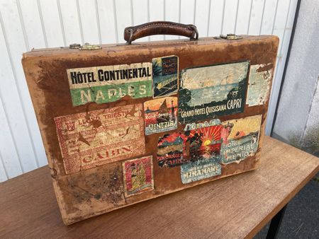 Antiker Vintage Reise Koffer Leder Hotel Schweizerhof