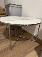 Runder Couchtisch Antigua mit Glasplatte in Marmor-Optik