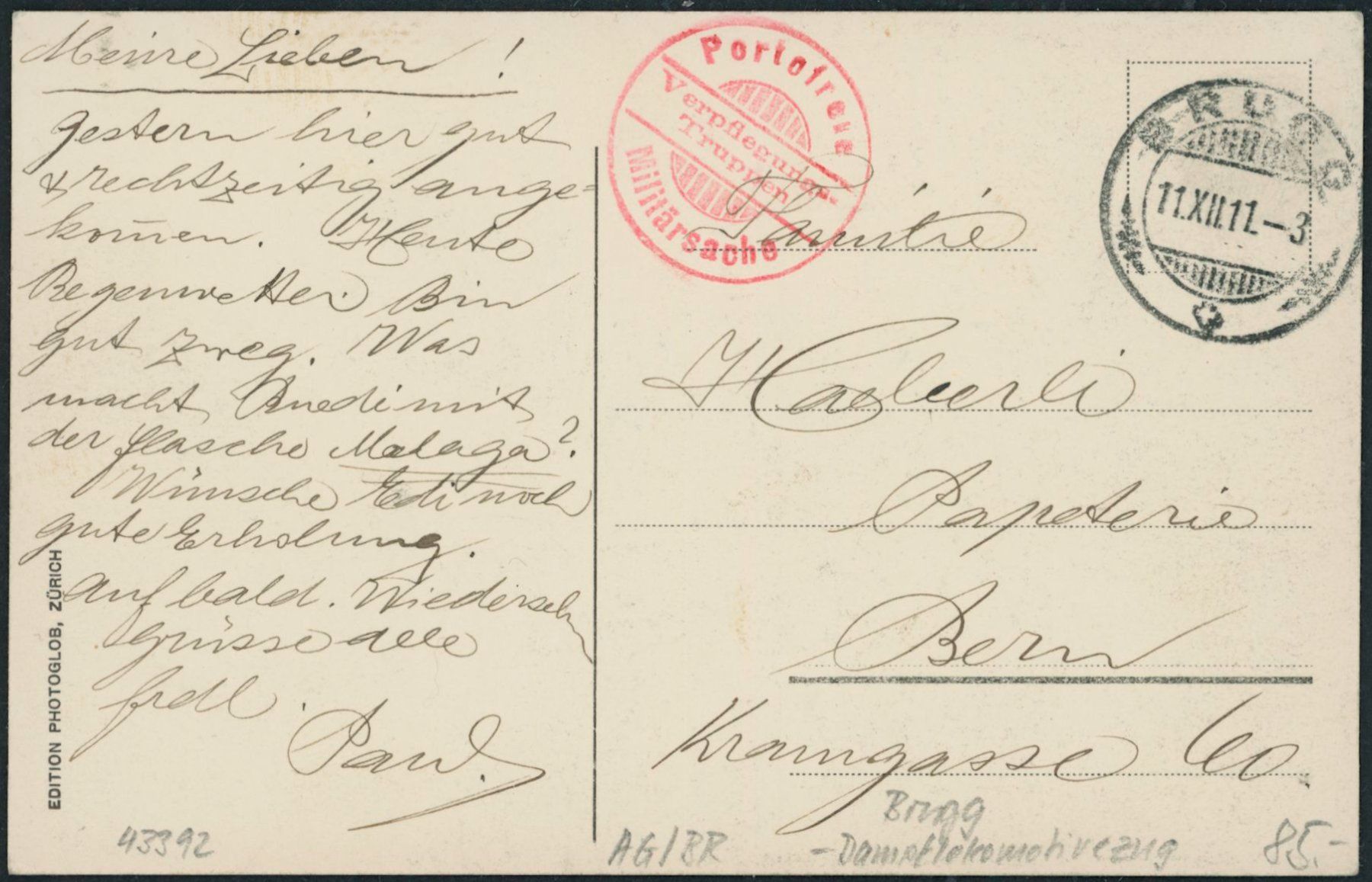 Cartoline postali: AG Brugg - Bahn - Militärstempel – Usato da Schindellegi venduto da stationary 1