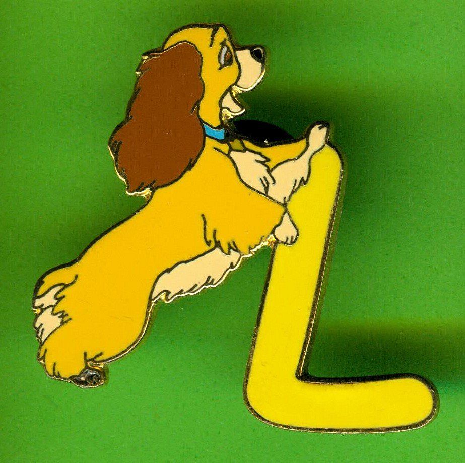 Disney Placchette & Badge: DISNEY  Alphabet    LADY Susi  " L " – Usato da Winterthur venduto da Sammleroase