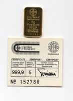 (1307) Goldbarren, 5 g, stgl, UBS, mit Zertifikat