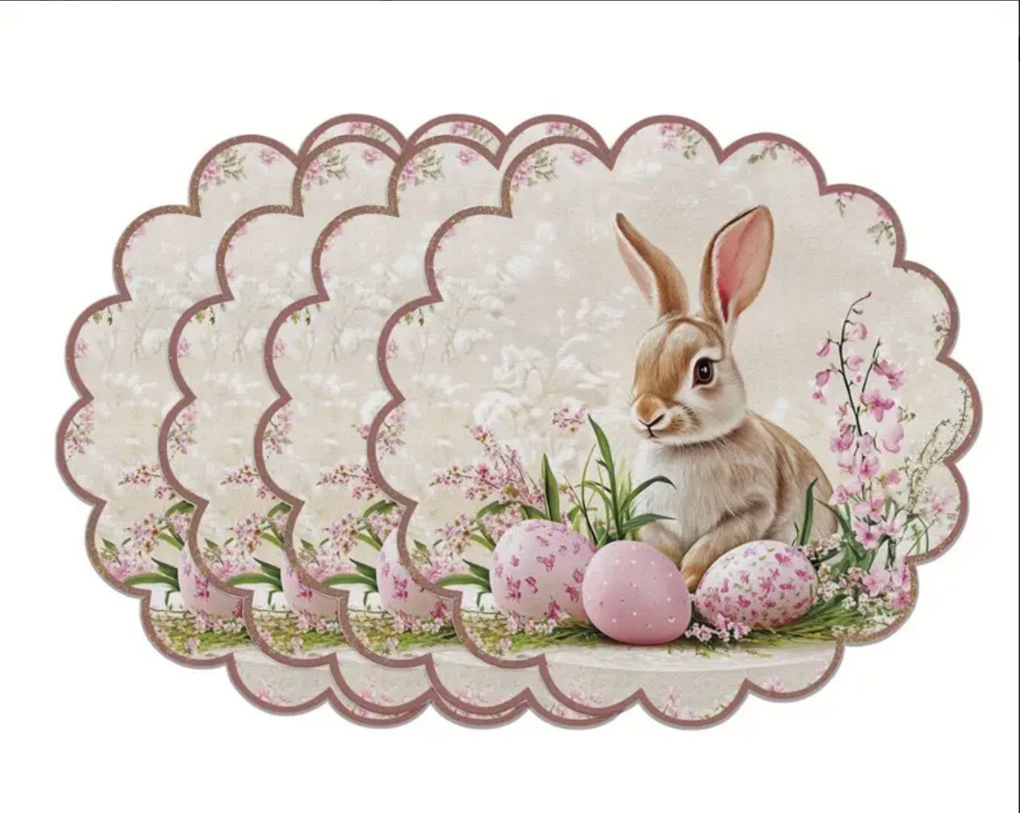 Untersetzer: 4er-Set Osterhase & Blumen runde Tischsets – Neu und originalverpackt aus Wagenhausen von Svema