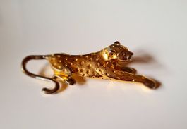 Modeschmuck Brosche Leopard golden