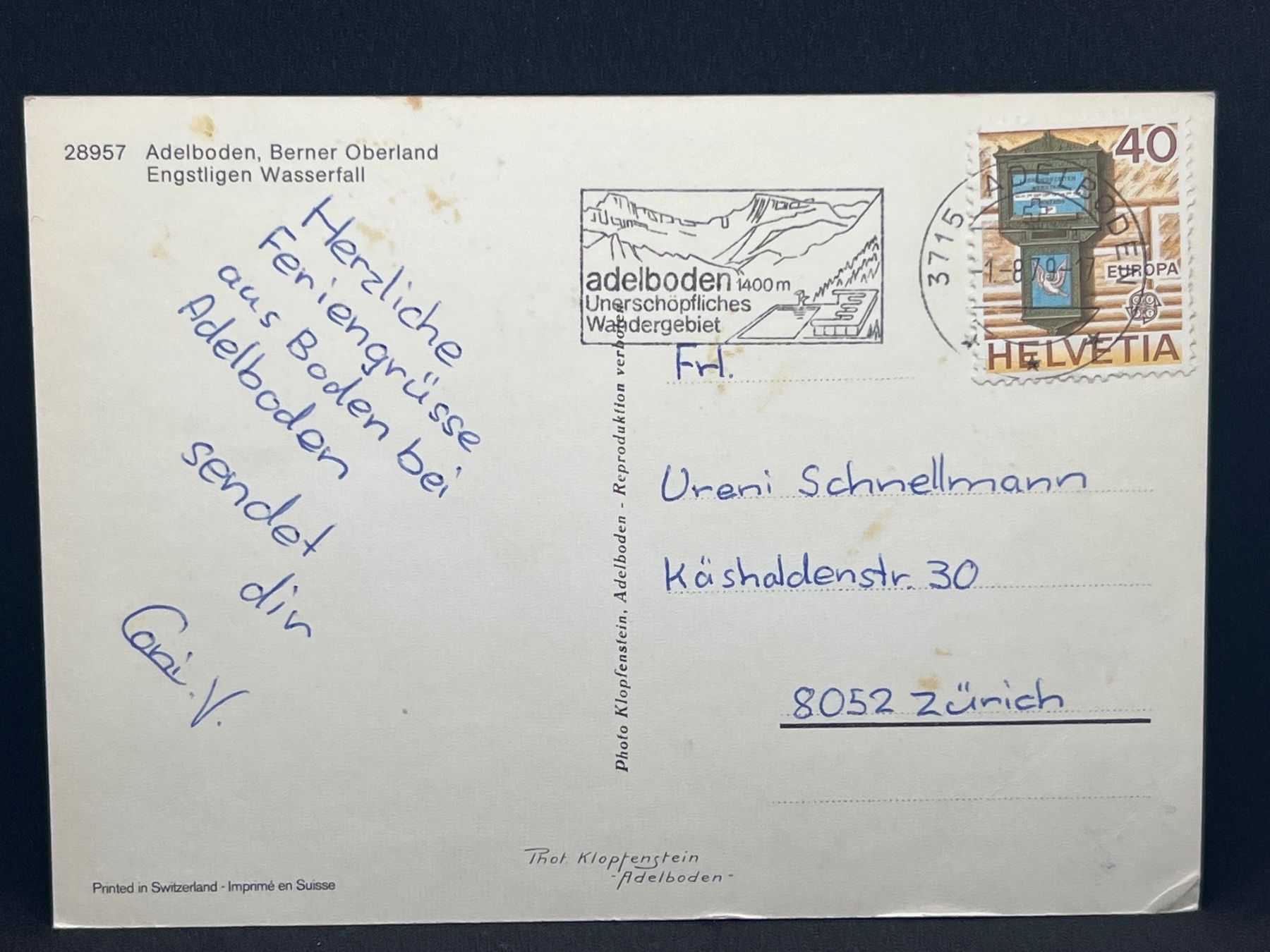 Cartoline postali: Adelboden, Berner Oberland Engstligen Wasserfall – Usato da Widnau venduto da Brusi9 1