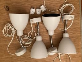 4er Set weisse Vintage Wand Lampen 1990
