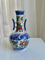Vintage Japanische Porzellanvase mit Henkeln