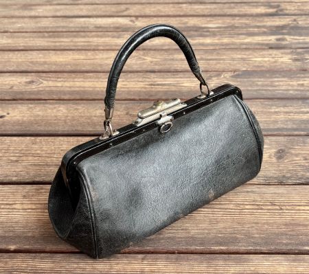 antike kleine Arzttasche, Handtasche Leather Gladstone Bag