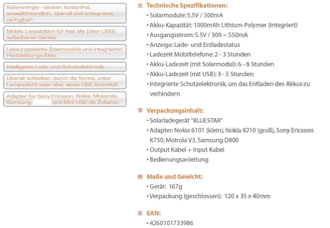 Ladegeräte: Solarladegerät Bluestar, Ladegerät, RESTPOSTEN – Neu und originalverpackt aus Reinach AG von Donramon1 4