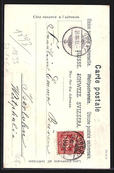 Cartoline postali: Vorläufer-Lithographie Ouchy, 1893, Vue – Usato da Berlin venduto da bartko-reher 1