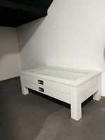 Couchtisch mit Glasplatte & 2 Schubladen 