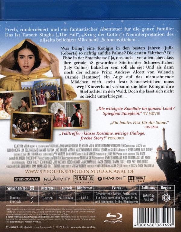 Tutti i DVDs: Spieglein Spieglein (2011) Julia Roberts/Lily Collins/BD – Usato da Volketswil venduto da cinephilia 1