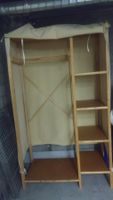 Stoffschrank mit Kleiderstange & Regalen, Holz, Beige