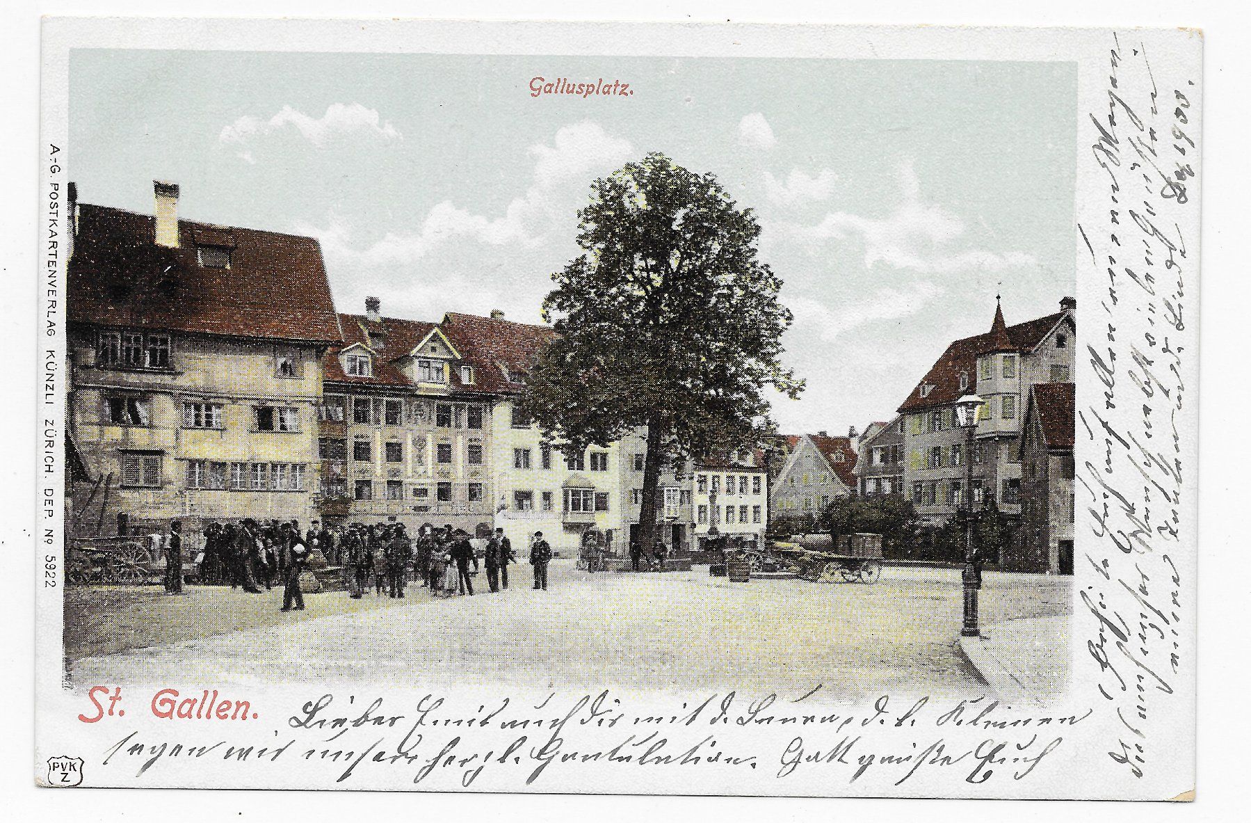 Cartoline postali: St.Gallen, Gallusplatz belebt – Usato da Hefenhofen venduto da Richsalz