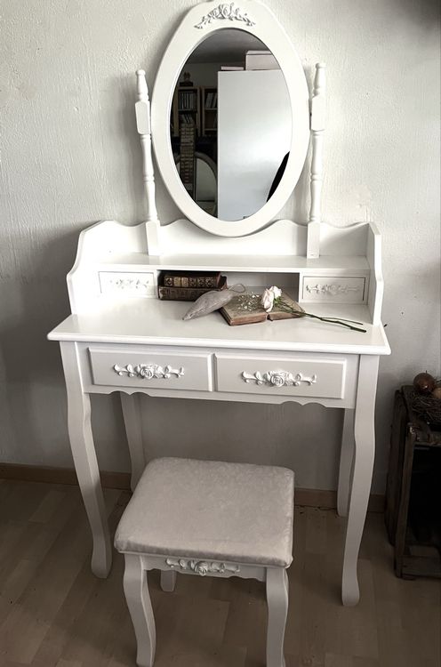 Coiffeuses: Schminktisch mit Hocker, weiss, Vintage Stil, Top! – D'occasion à Hochfelden par Michou7 1