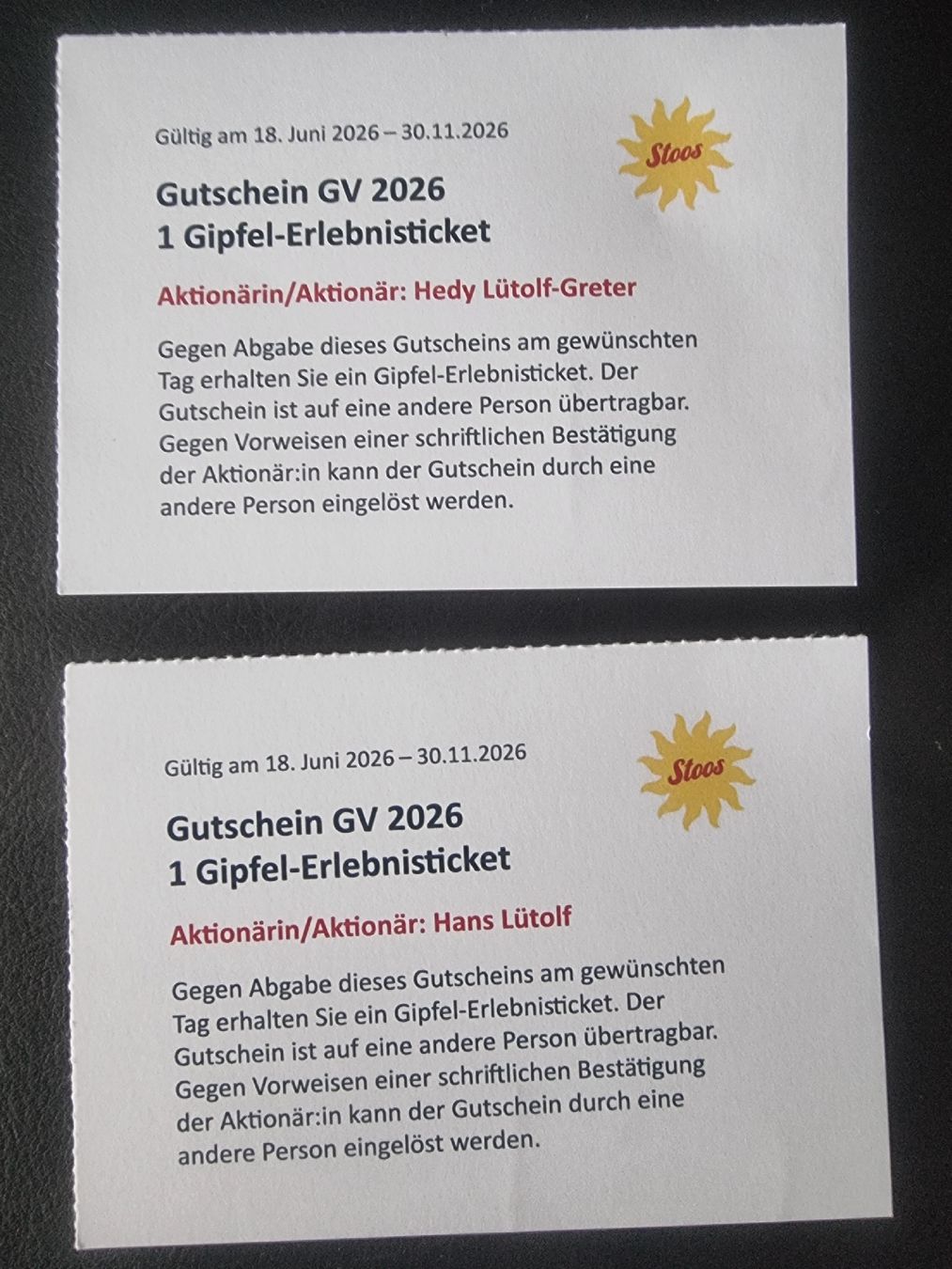 Buoni: 2 Gipfel-Erlebnistickets Stoosbahnen – Nuovo e nell'imballaggio originale da Engelberg venduto da Klack40