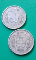 2 X 5 FRANKEN SILBERMÜNZEN 1931 MIT 13 STERNEN ÜBER KOPF
