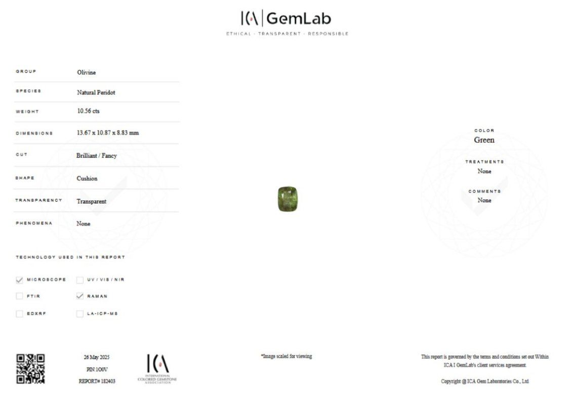 Pietre preziose: Peridot I 10.56 ct I ICA GemLab – Nuovo (secondo la descrizione) da Zürich venduto da benji25 5