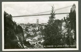 AK sw Fribourg FR vue générale, Pont du Gottéron ≈ 1933 