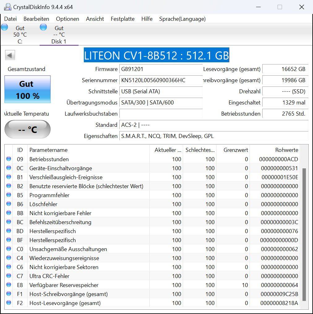 Harddisks: LITEON CV1-8B512 512GB Gebraucht – Gebraucht aus Zürich von HarlacherIT 2